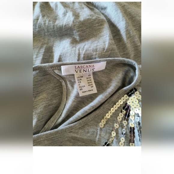 Lascana for Venus Cold Shoulder Sequin Keyhole Dolman SS Top Gray Size XS - Picture 7 of 8